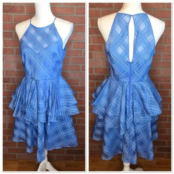 Belle Badgley Mischka Bianca Dress Size 8 Ruffle Coquette Cruise Party